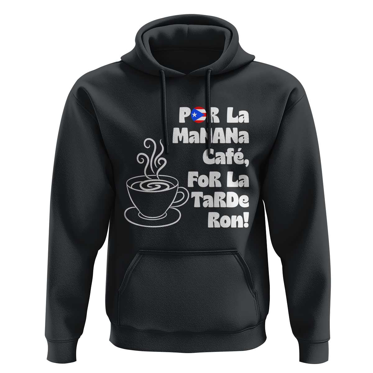 Por La Mañana Cafe Hoodie Puerto Rican Music Lover Coffee Fan