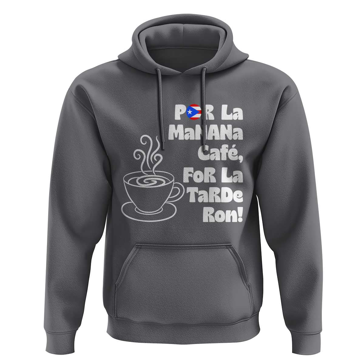 Por La Mañana Cafe Hoodie Puerto Rican Music Lover Coffee Fan