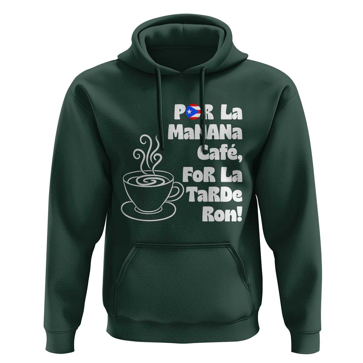 Por La Mañana Cafe Hoodie Puerto Rican Music Lover Coffee Fan