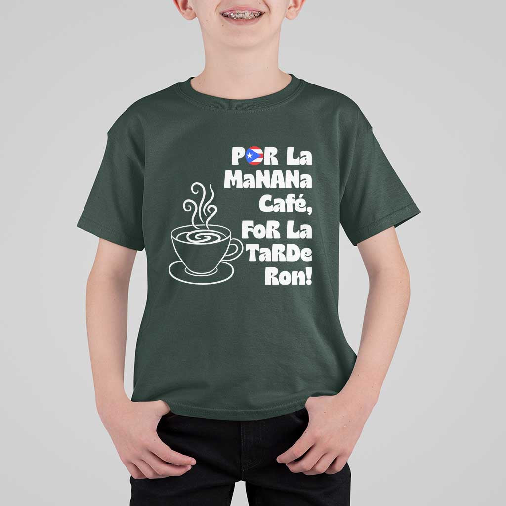Por La Mañana Cafe T Shirt For Kid Puerto Rican Music Lover Coffee Fan