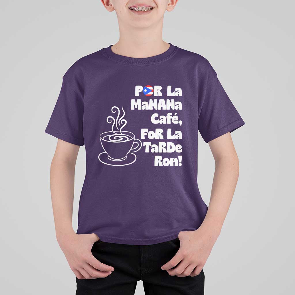 Por La Mañana Cafe T Shirt For Kid Puerto Rican Music Lover Coffee Fan
