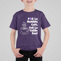 Por La Mañana Cafe T Shirt For Kid Puerto Rican Music Lover Coffee Fan