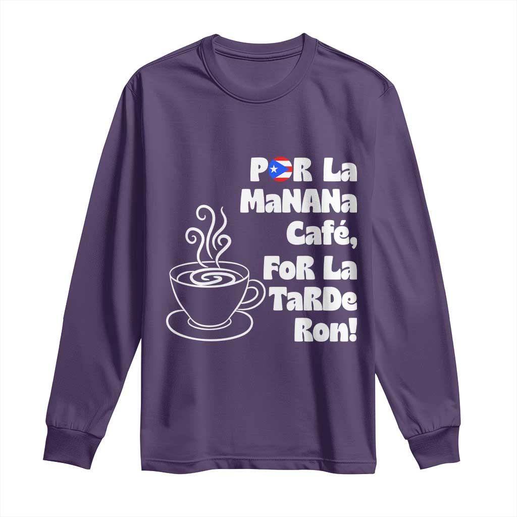 Por La Mañana Cafe Long Sleeve Shirt Puerto Rican Music Lover Coffee Fan