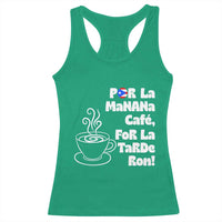 Por La Mañana Cafe Racerback Tank Top Puerto Rican Music Lover Coffee Fan