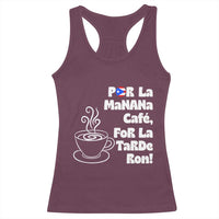 Por La Mañana Cafe Racerback Tank Top Puerto Rican Music Lover Coffee Fan