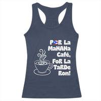 Por La Mañana Cafe Racerback Tank Top Puerto Rican Music Lover Coffee Fan