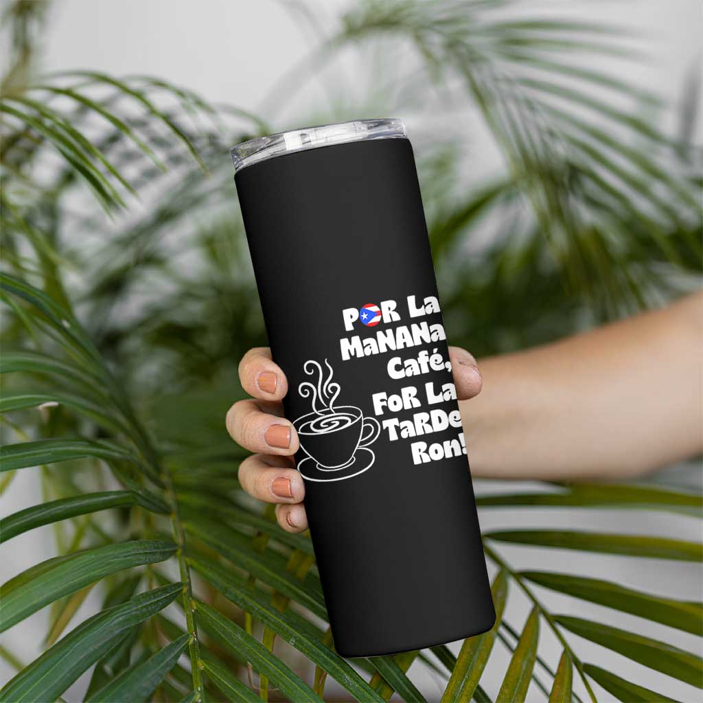 Por La Mañana Cafe Skinny Tumbler Puerto Rican Music Lover Coffee Fan