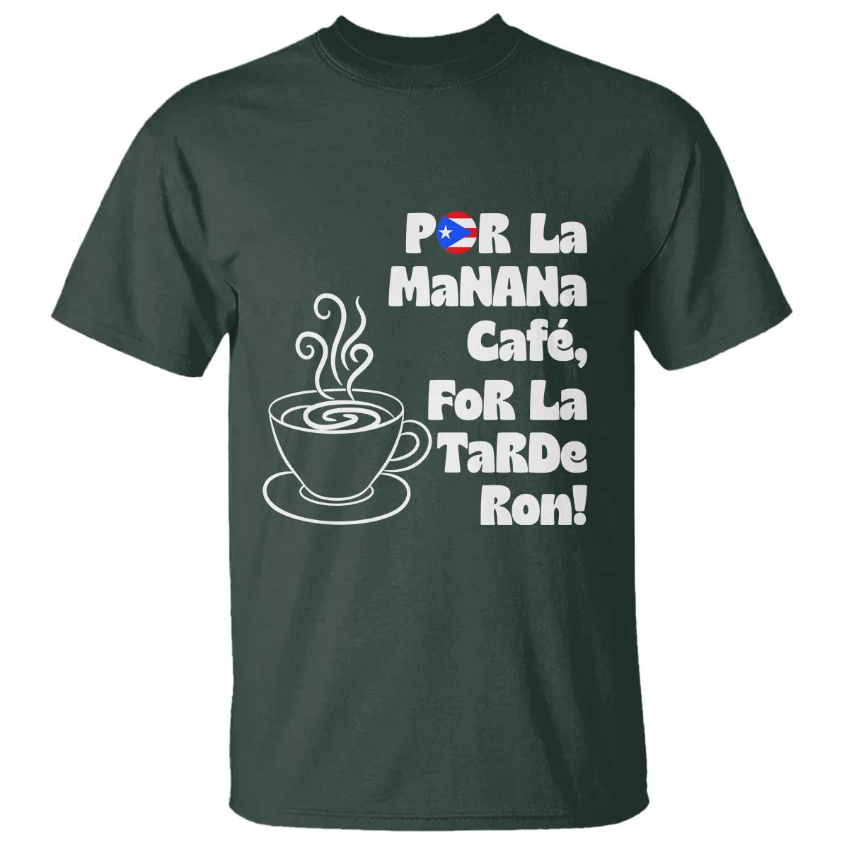 Por La Mañana Cafe T Shirt Puerto Rican Music Lover Coffee Fan