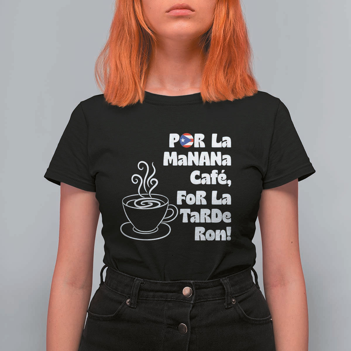 Por La Mañana Cafe T Shirt For Women Puerto Rican Music Lover Coffee Fan