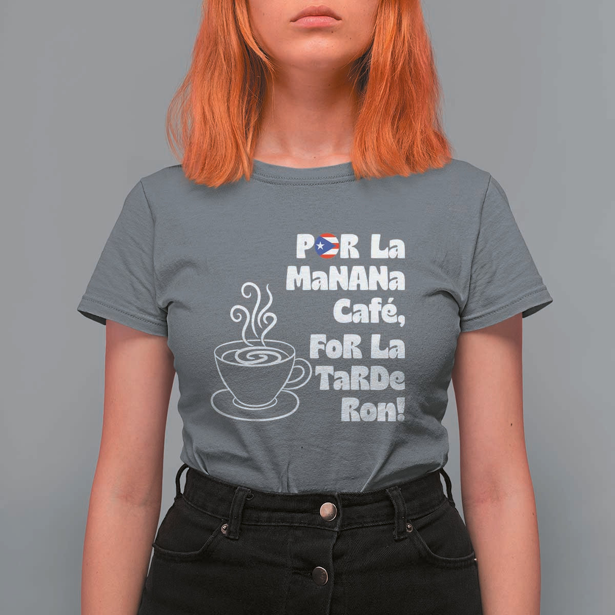 Por La Mañana Cafe T Shirt For Women Puerto Rican Music Lover Coffee Fan