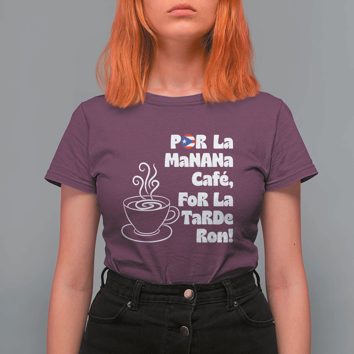 Por La Mañana Cafe T Shirt For Women Puerto Rican Music Lover Coffee Fan