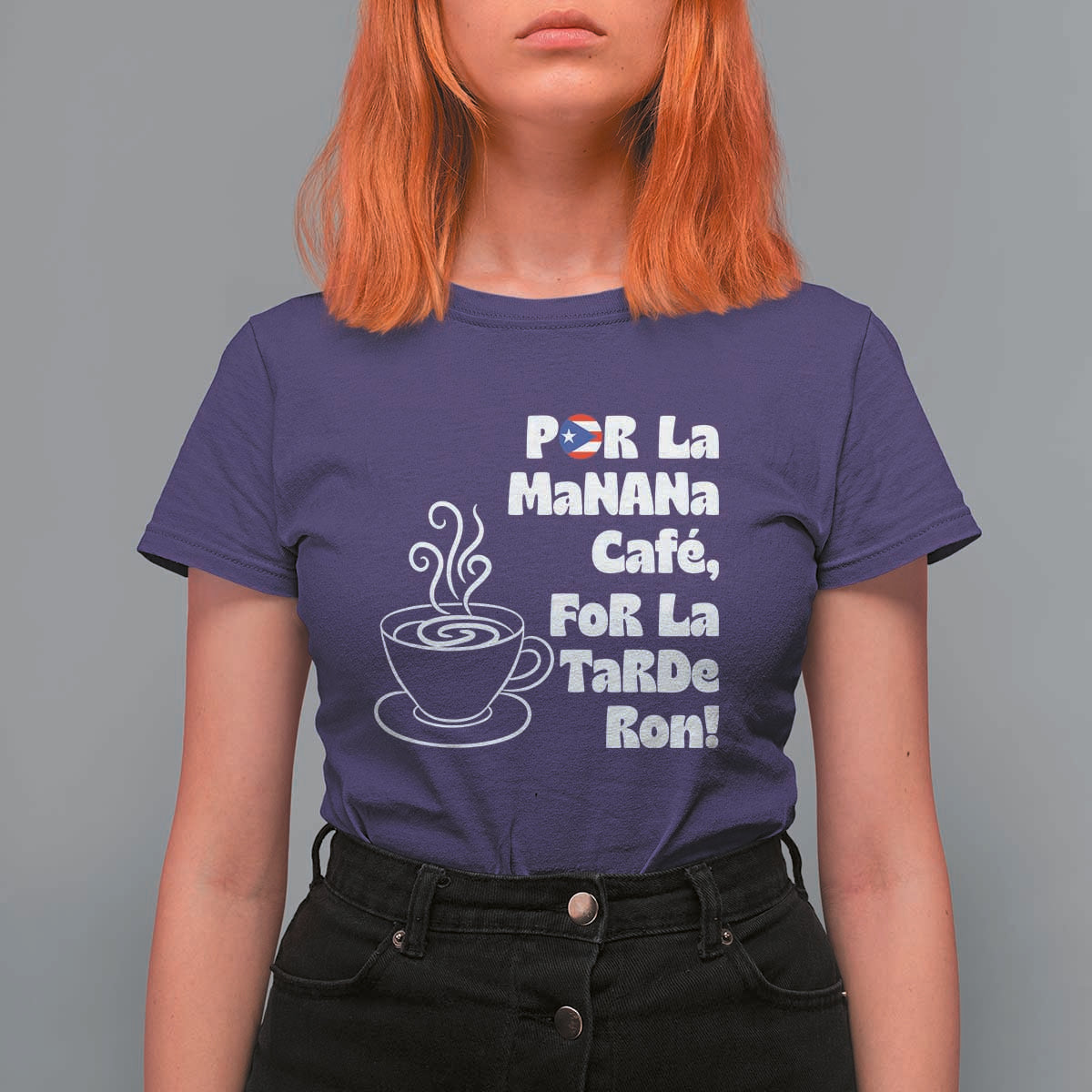Por La Mañana Cafe T Shirt For Women Puerto Rican Music Lover Coffee Fan