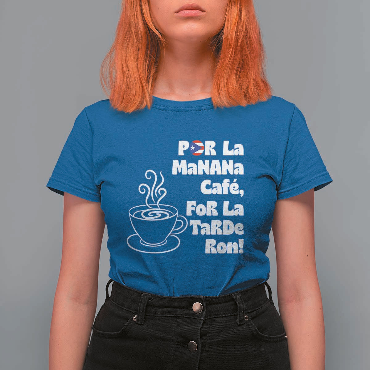 Por La Mañana Cafe T Shirt For Women Puerto Rican Music Lover Coffee Fan