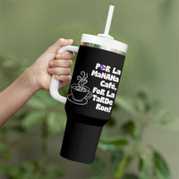 Por La Mañana Cafe Tumbler With Handle Puerto Rican Music Lover Coffee Fan