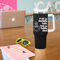 Por La Mañana Cafe Tumbler With Handle Puerto Rican Music Lover Coffee Fan