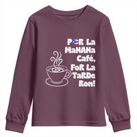 Por La Mañana Cafe Youth Sweatshirt Puerto Rican Music Lover Coffee Fan