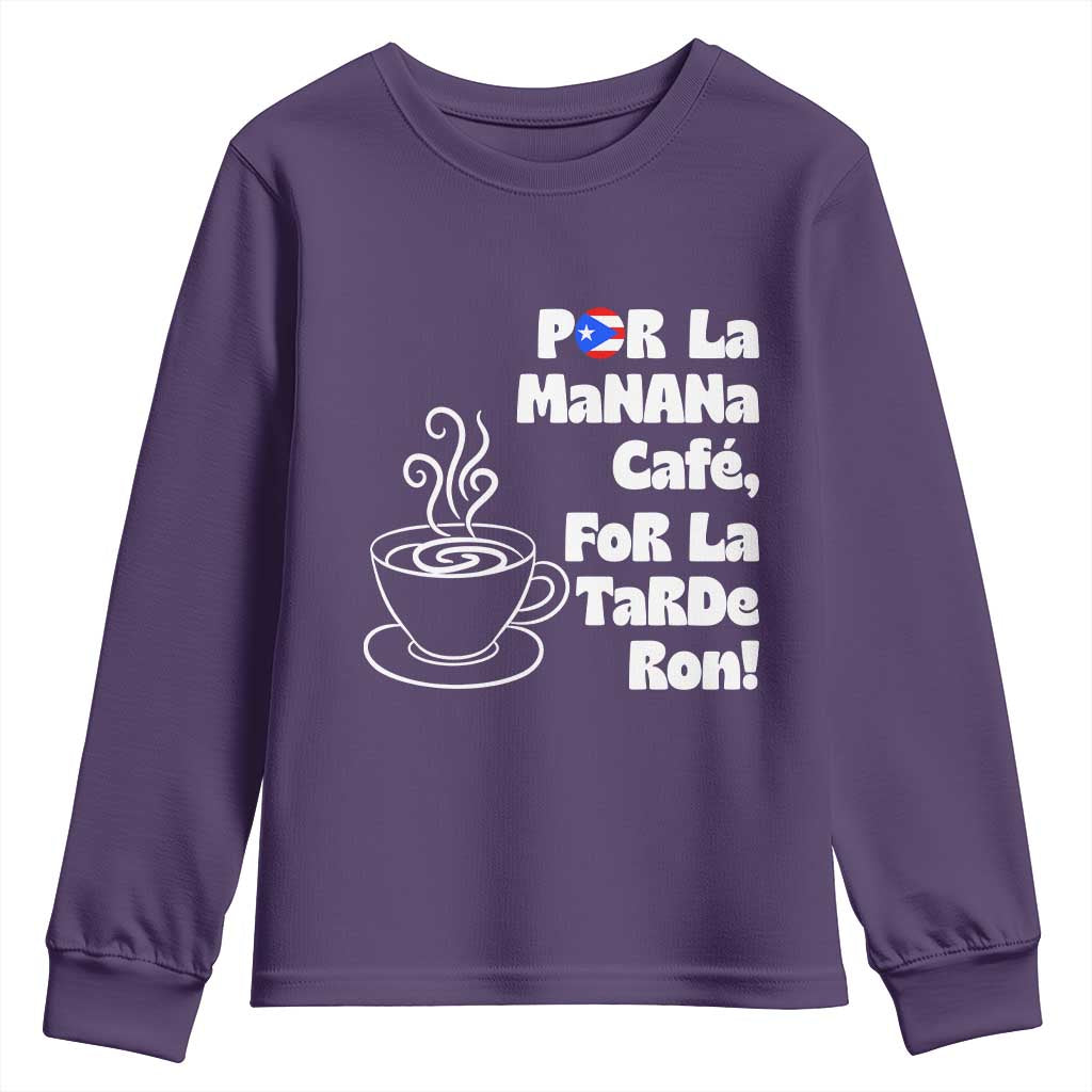 Por La Mañana Cafe Youth Sweatshirt Puerto Rican Music Lover Coffee Fan