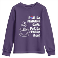 Por La Mañana Cafe Youth Sweatshirt Puerto Rican Music Lover Coffee Fan