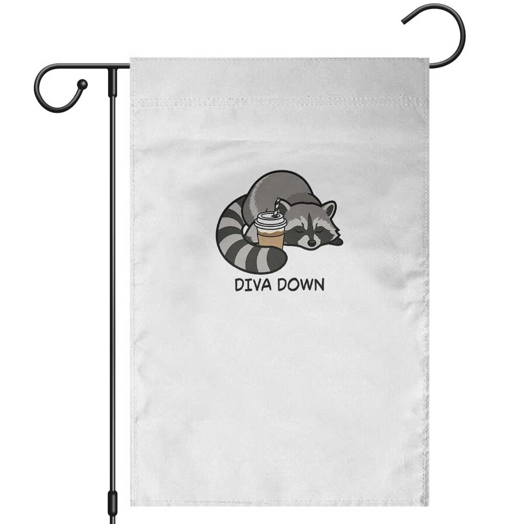 Diva Down Garden Flag Funny Raccoon Relaxed