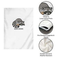 Diva Down Garden Flag Funny Raccoon Relaxed
