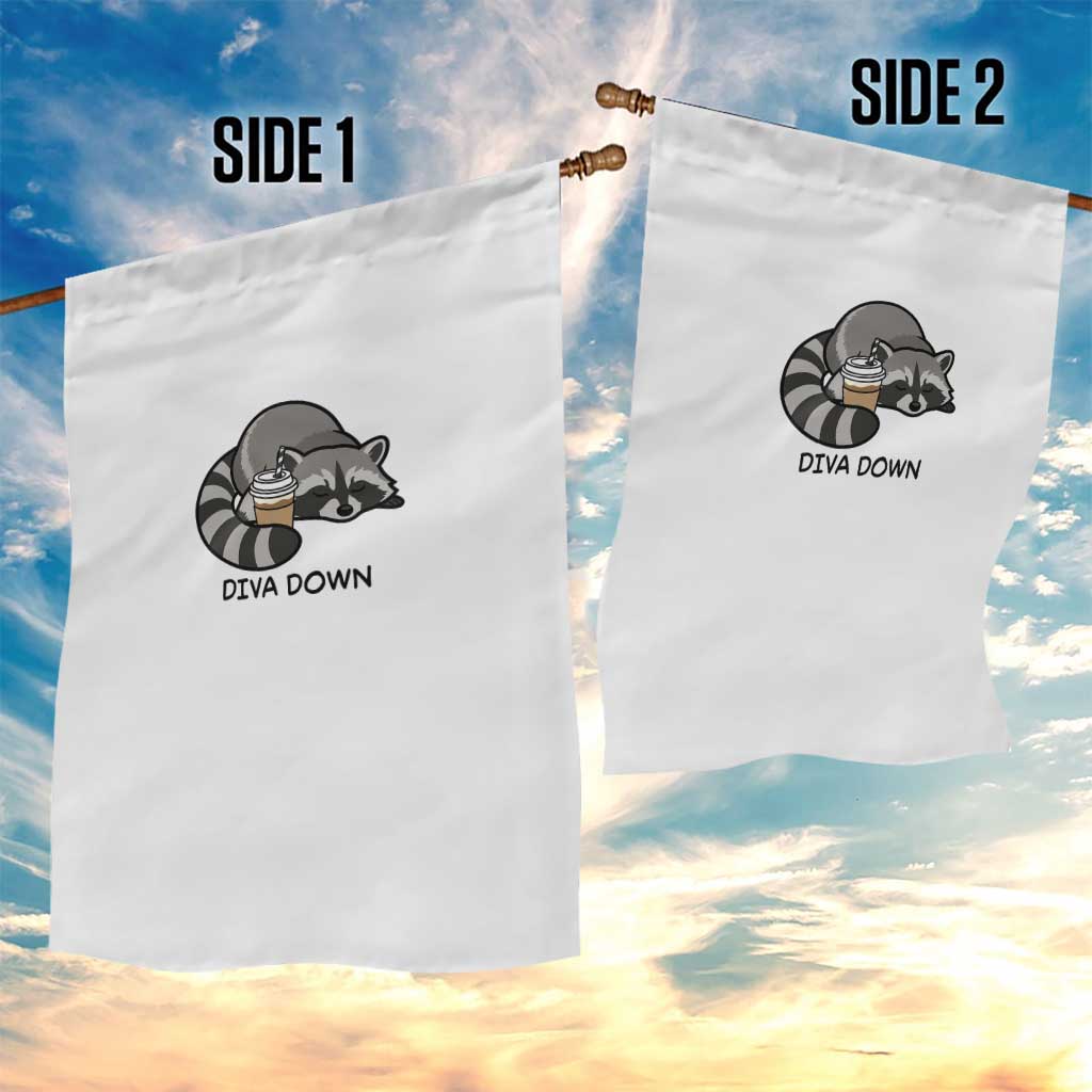 Diva Down Garden Flag Funny Raccoon Relaxed