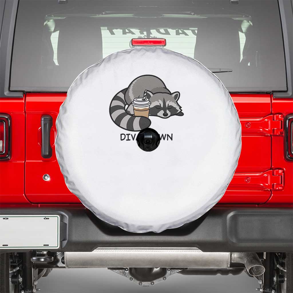 Diva Down Spare Tire Cover Funny Raccoon Relaxed