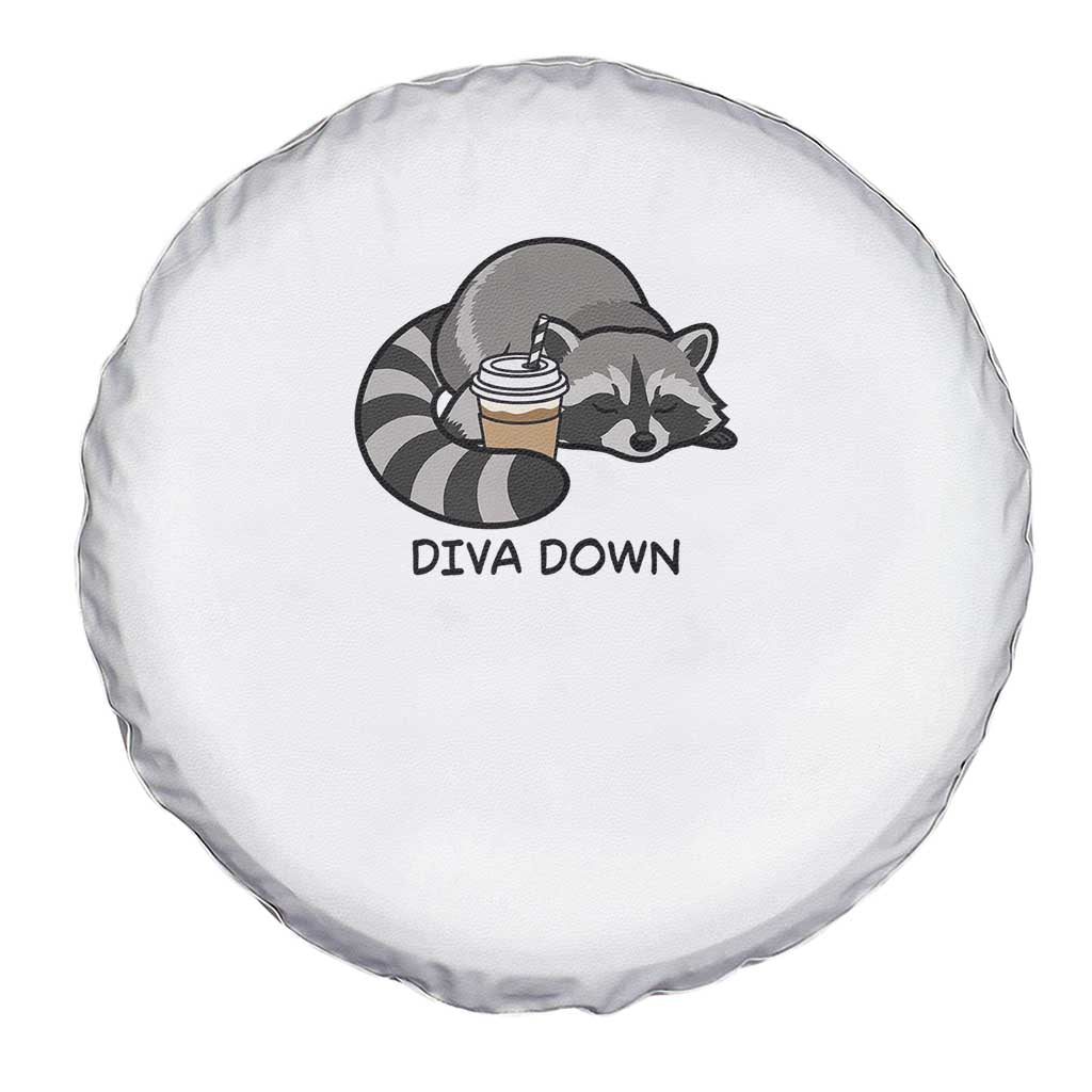 Diva Down Spare Tire Cover Funny Raccoon Relaxed