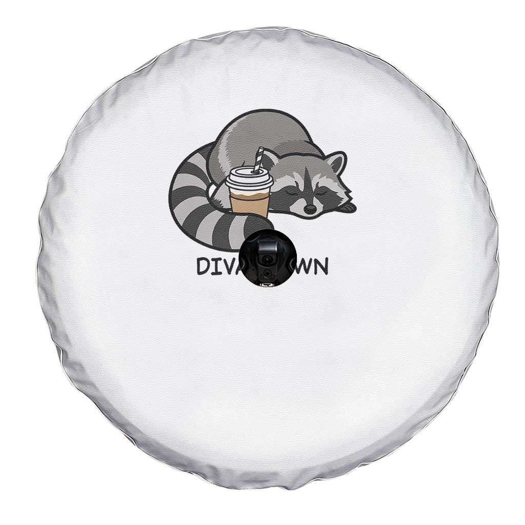 Diva Down Spare Tire Cover Funny Raccoon Relaxed