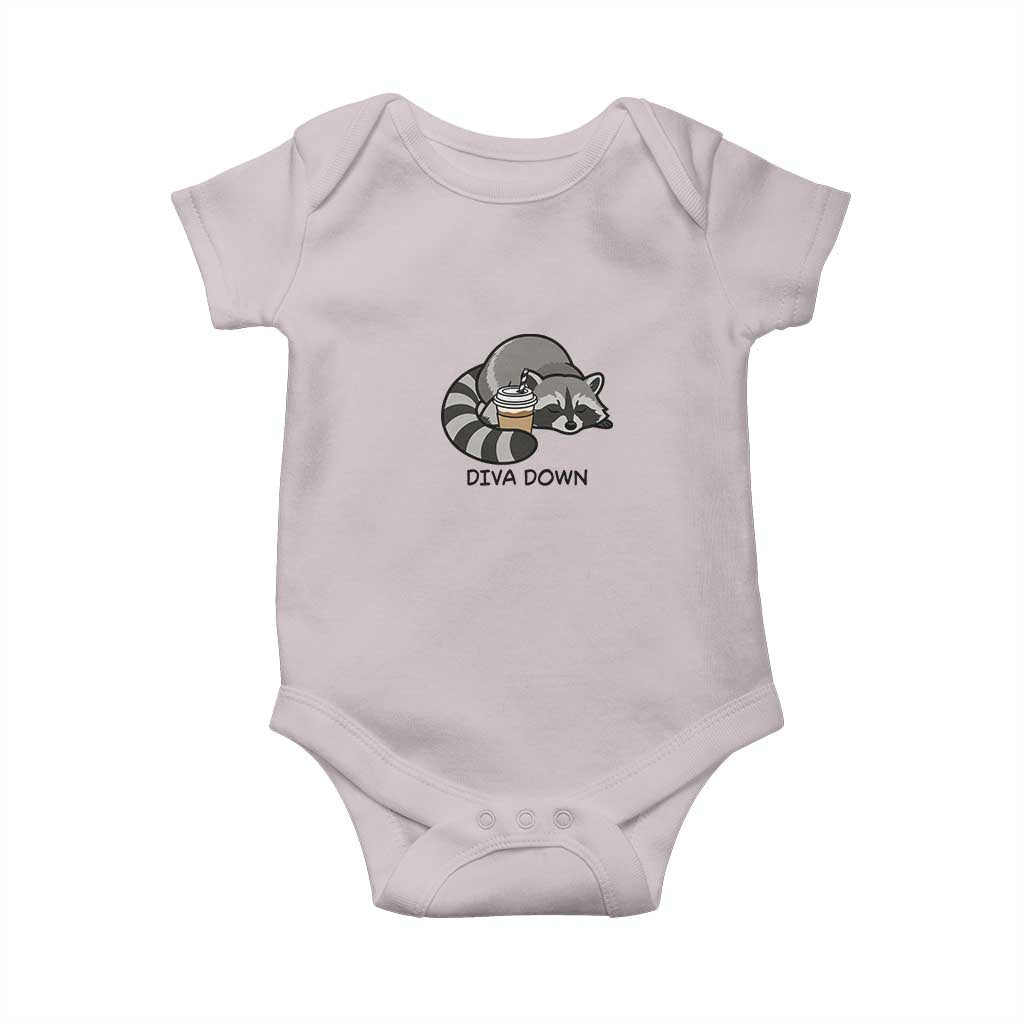 Diva Down Baby Onesie Funny Raccoon Relaxed