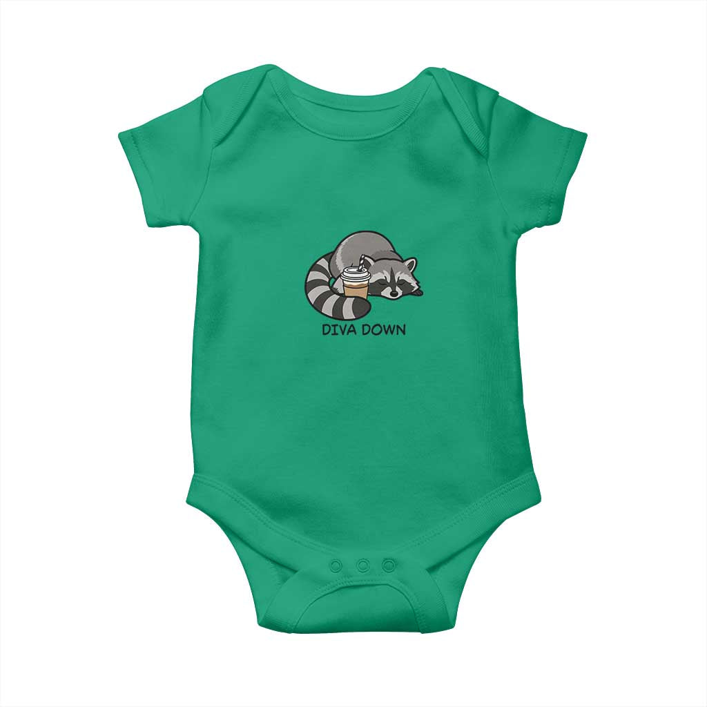 Diva Down Baby Onesie Funny Raccoon Relaxed