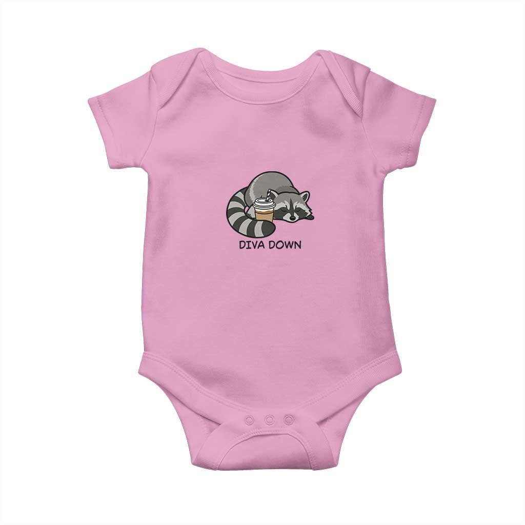 Diva Down Baby Onesie Funny Raccoon Relaxed
