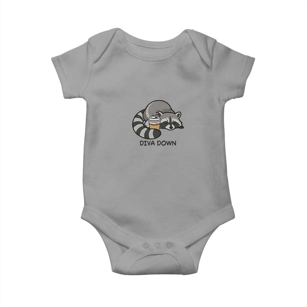Diva Down Baby Onesie Funny Raccoon Relaxed