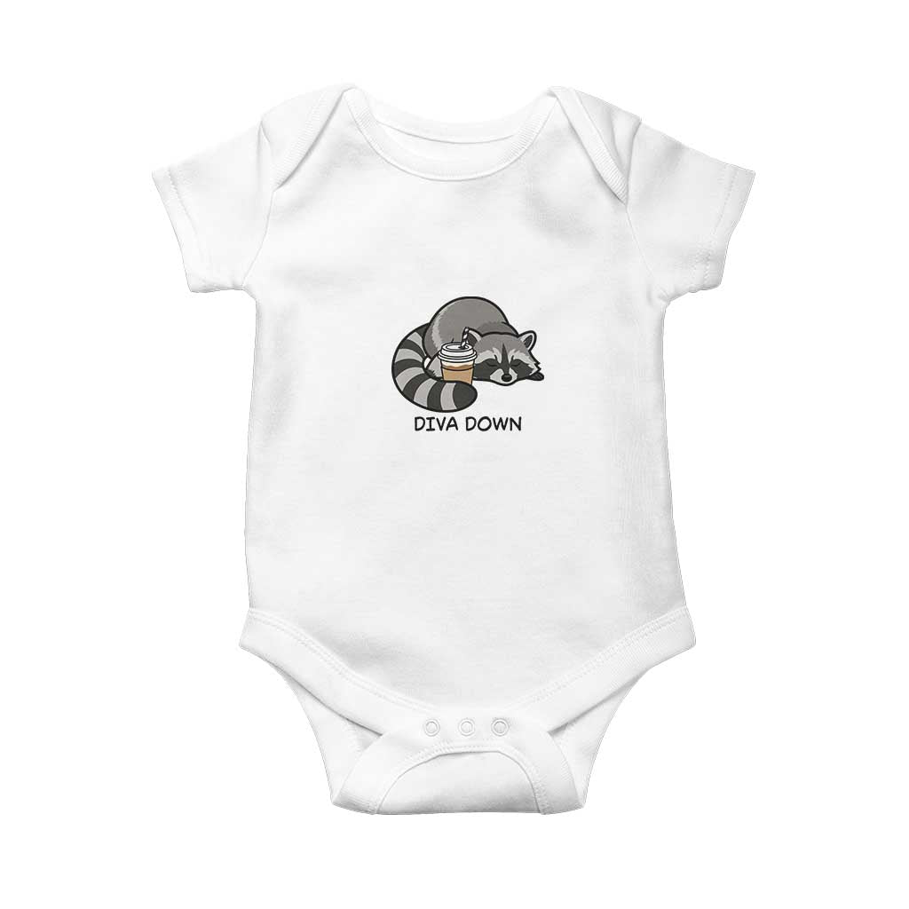 Diva Down Baby Onesie Funny Raccoon Relaxed