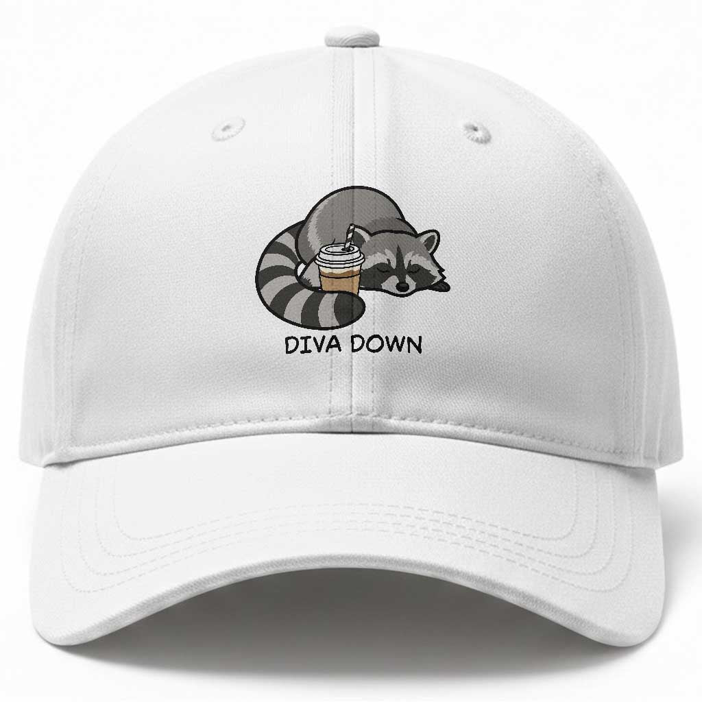 Diva Down Baseball Cap Funny Raccoon Relaxed