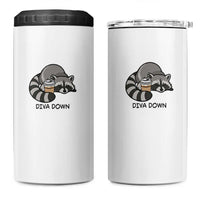 Diva Down 4 in 1 Can Cooler Tumbler Funny Raccoon Relaxed