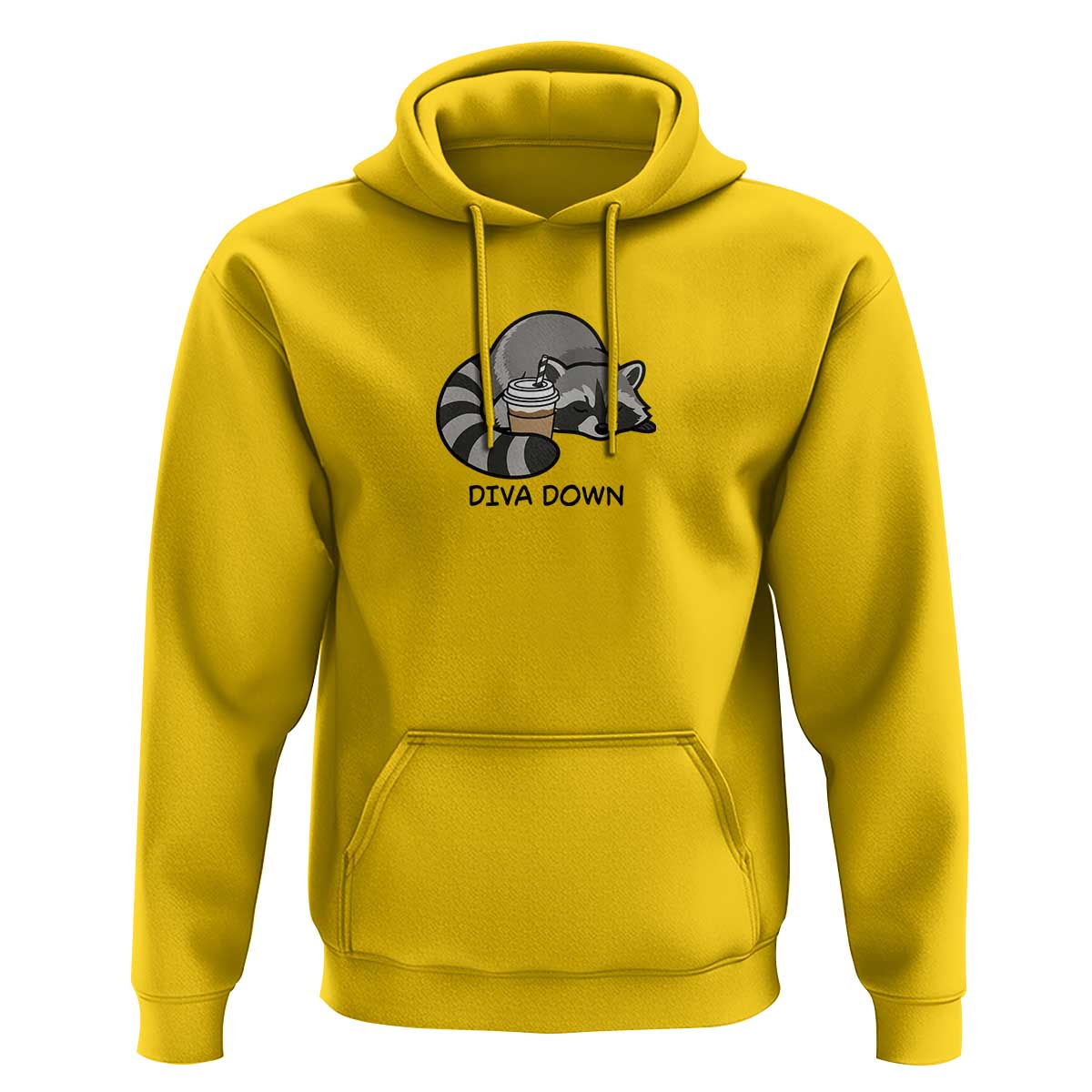 Diva Down Hoodie Funny Raccoon Relaxed