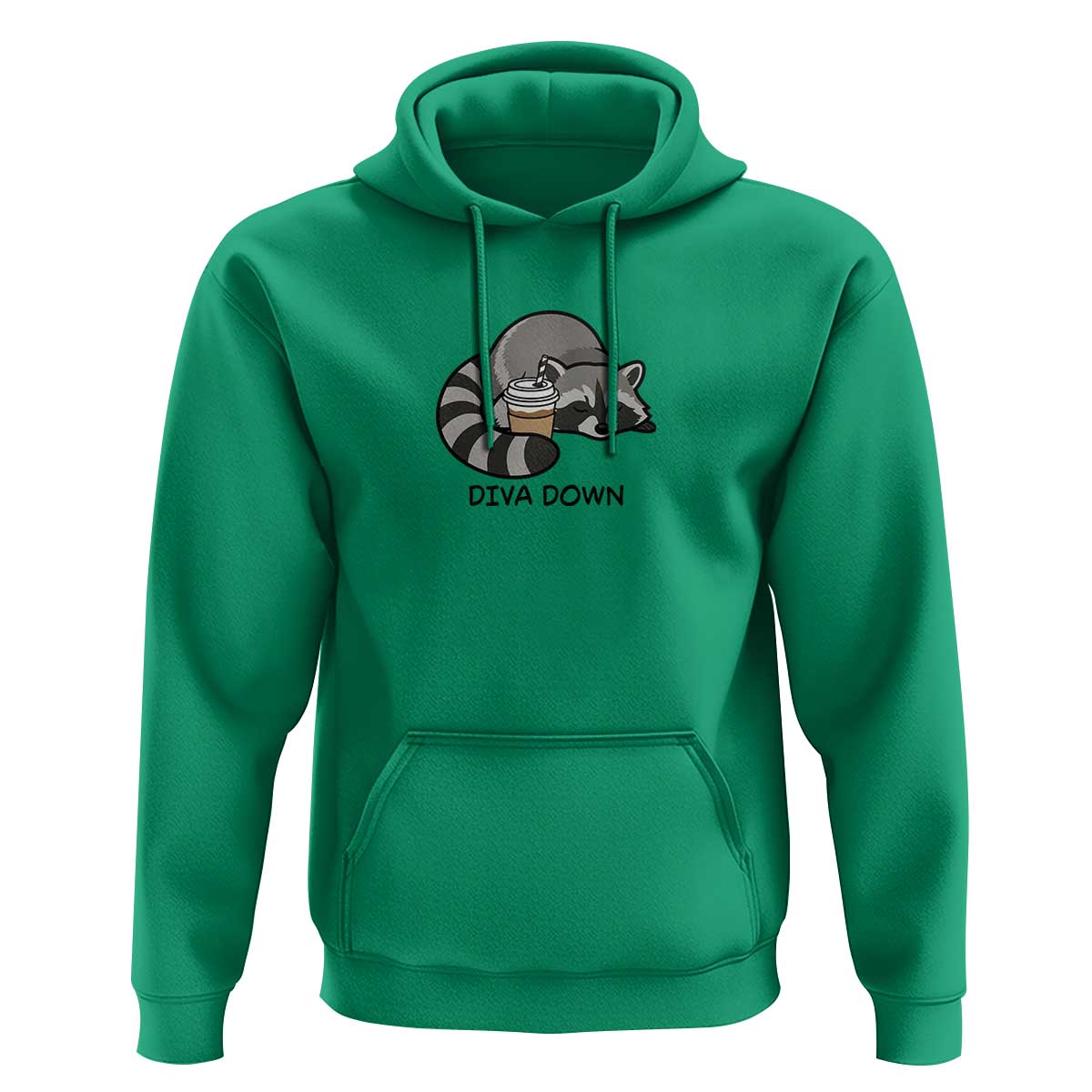 Diva Down Hoodie Funny Raccoon Relaxed