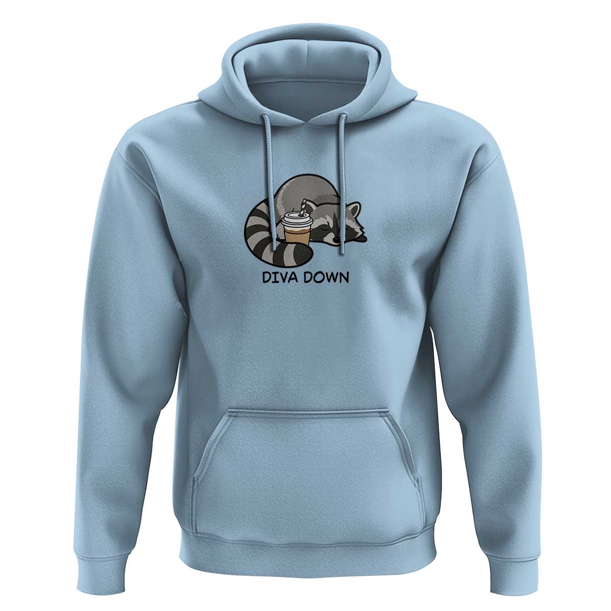 Diva Down Hoodie Funny Raccoon Relaxed