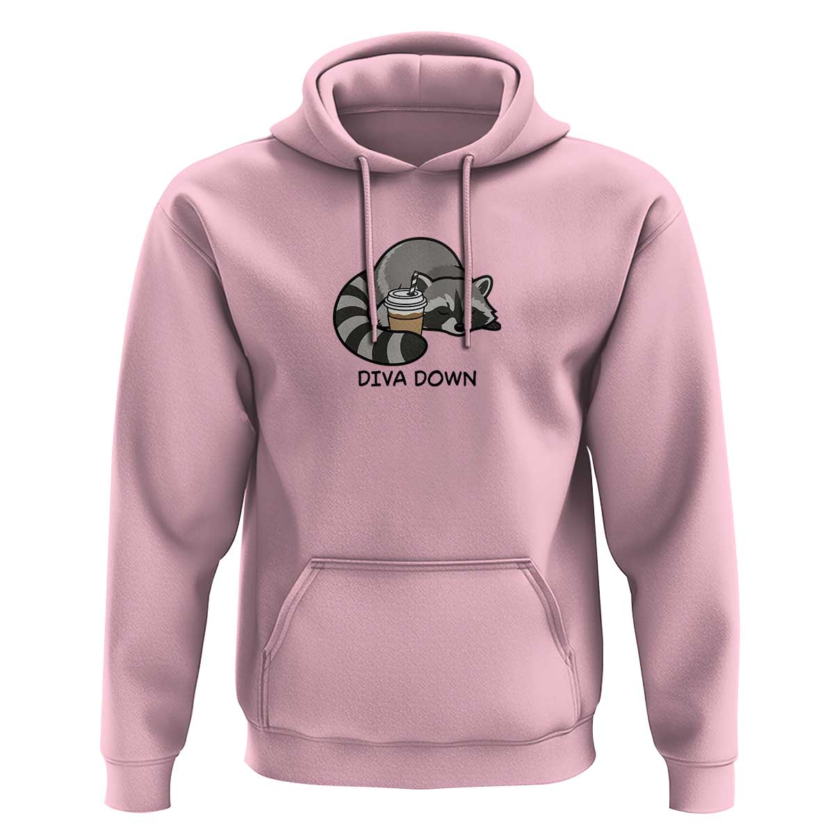 Diva Down Hoodie Funny Raccoon Relaxed