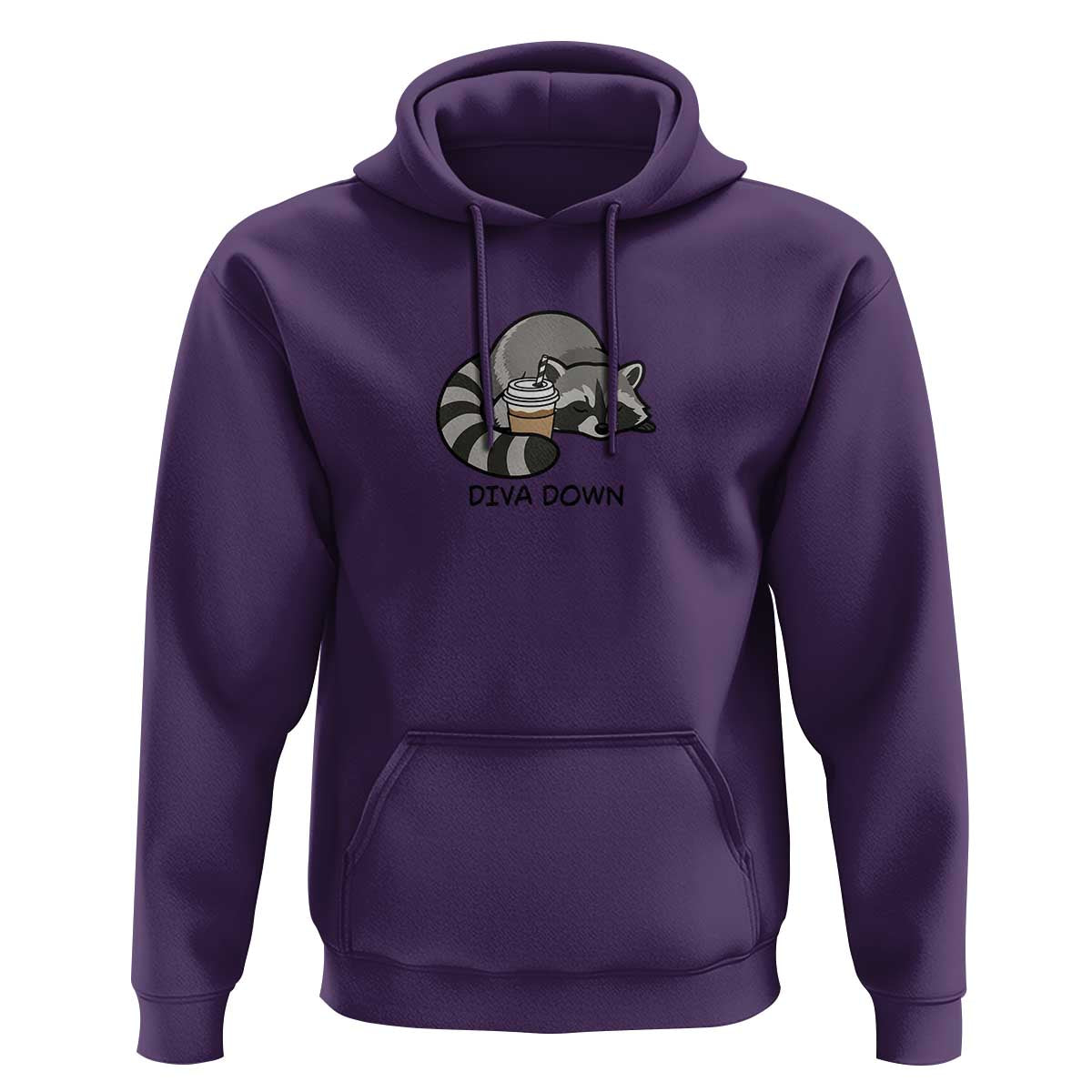 Diva Down Hoodie Funny Raccoon Relaxed