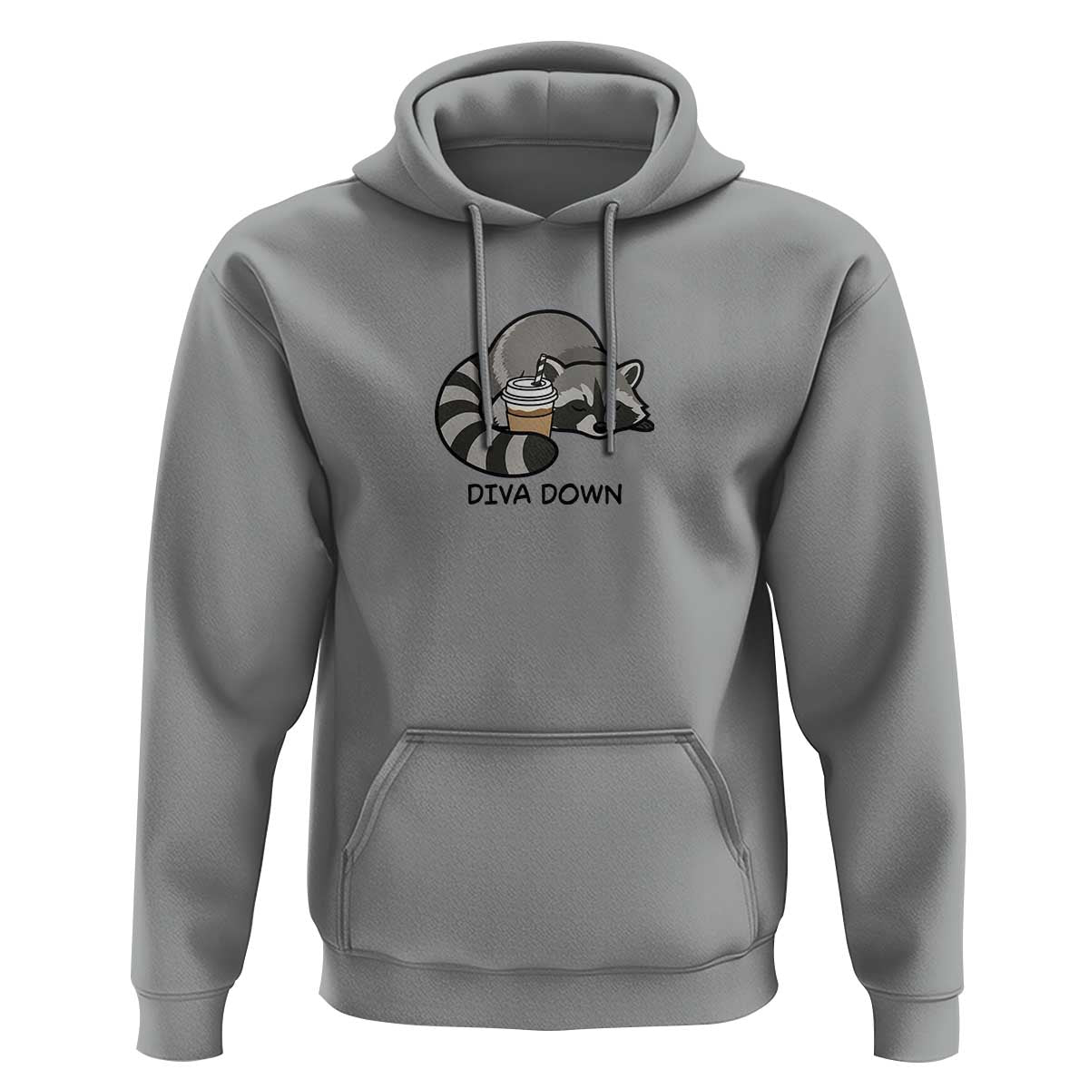 Diva Down Hoodie Funny Raccoon Relaxed