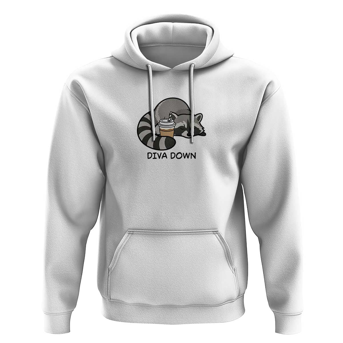 Diva Down Hoodie Funny Raccoon Relaxed