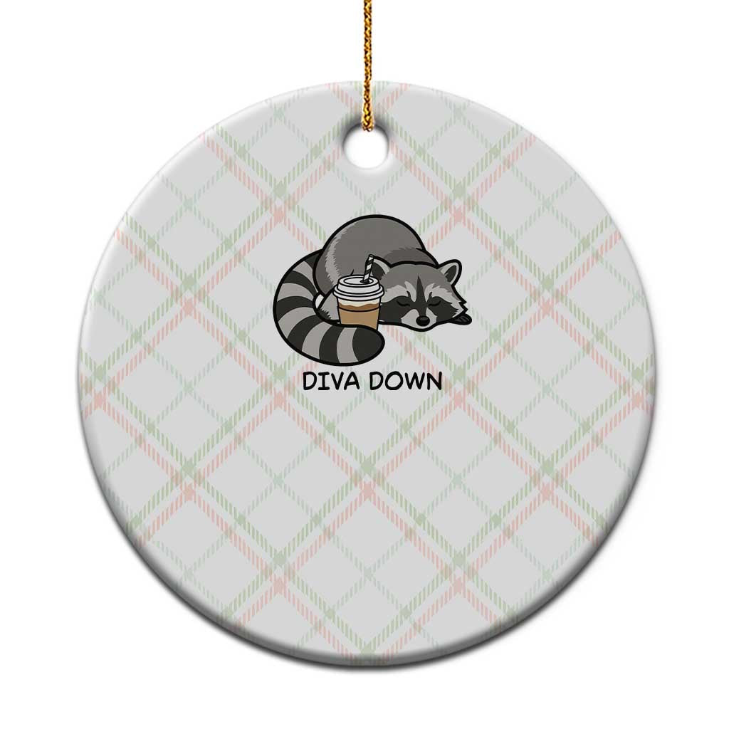 Diva Down Ceramic Ornament Funny Raccoon Relaxed