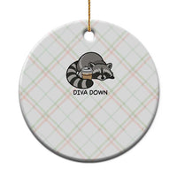 Diva Down Ceramic Ornament Funny Raccoon Relaxed