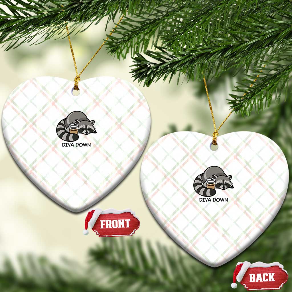 Diva Down Ceramic Ornament Funny Raccoon Relaxed