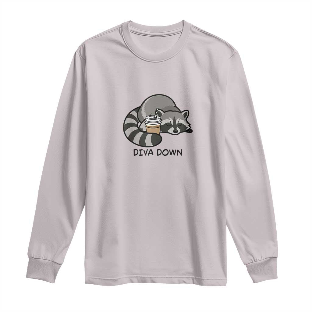 Diva Down Long Sleeve Shirt Funny Raccoon Relaxed