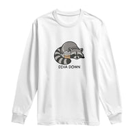Diva Down Long Sleeve Shirt Funny Raccoon Relaxed