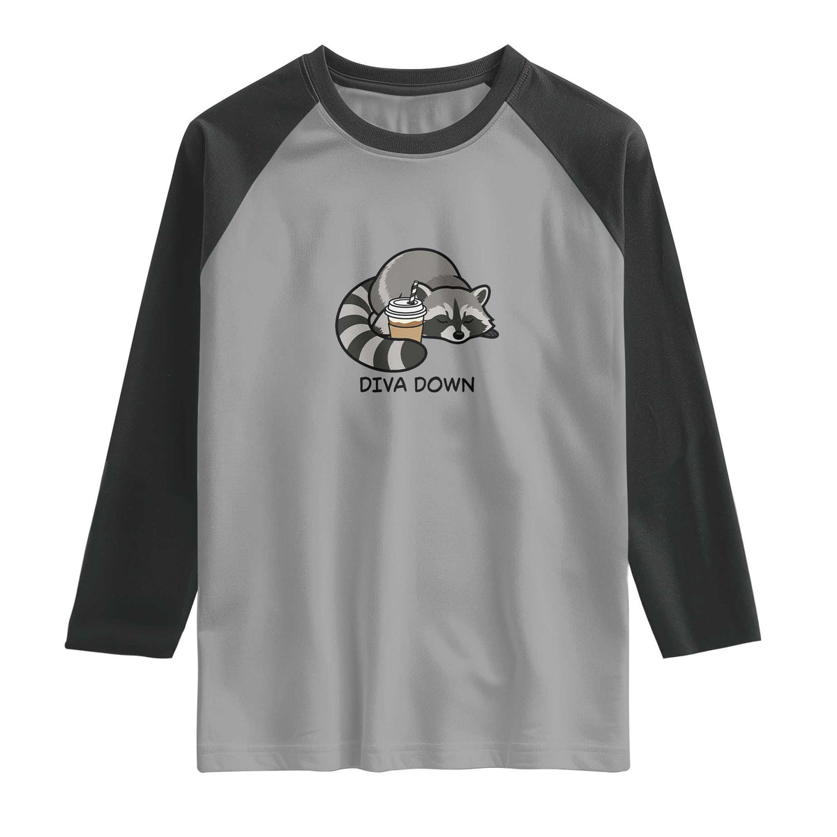 Diva Down Raglan Shirt Funny Raccoon Relaxed
