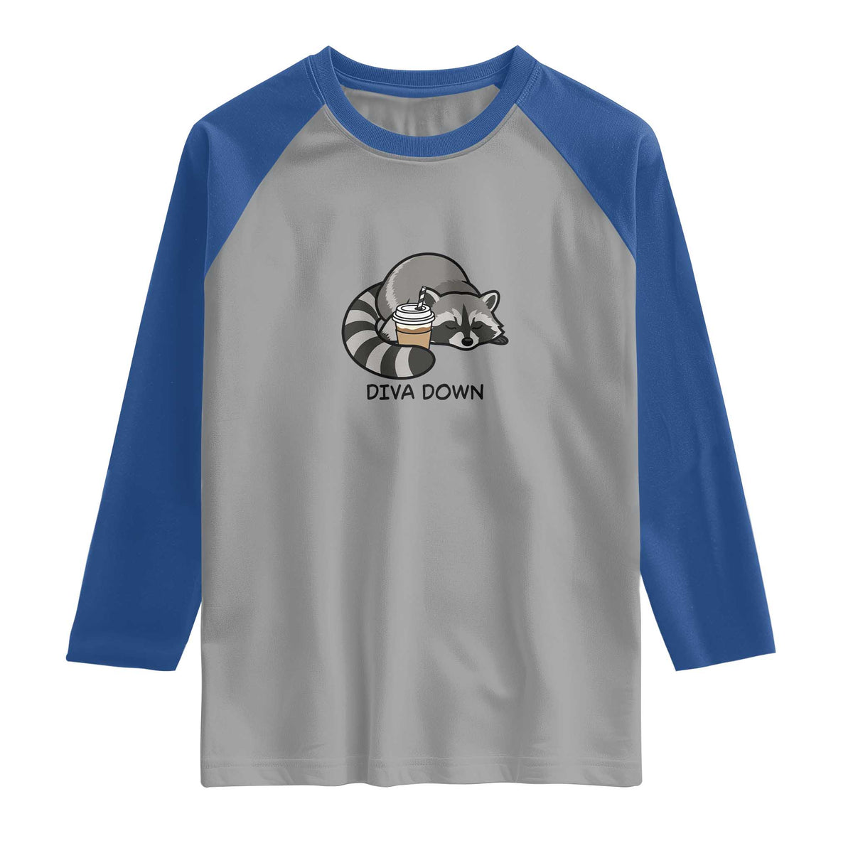 Diva Down Raglan Shirt Funny Raccoon Relaxed