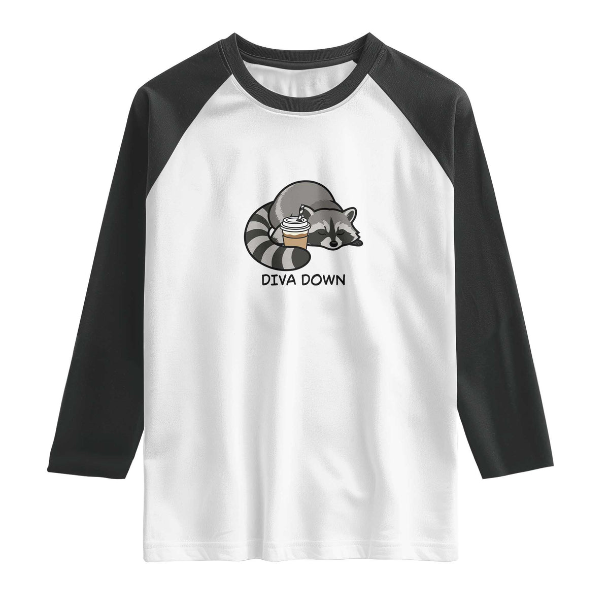 Diva Down Raglan Shirt Funny Raccoon Relaxed